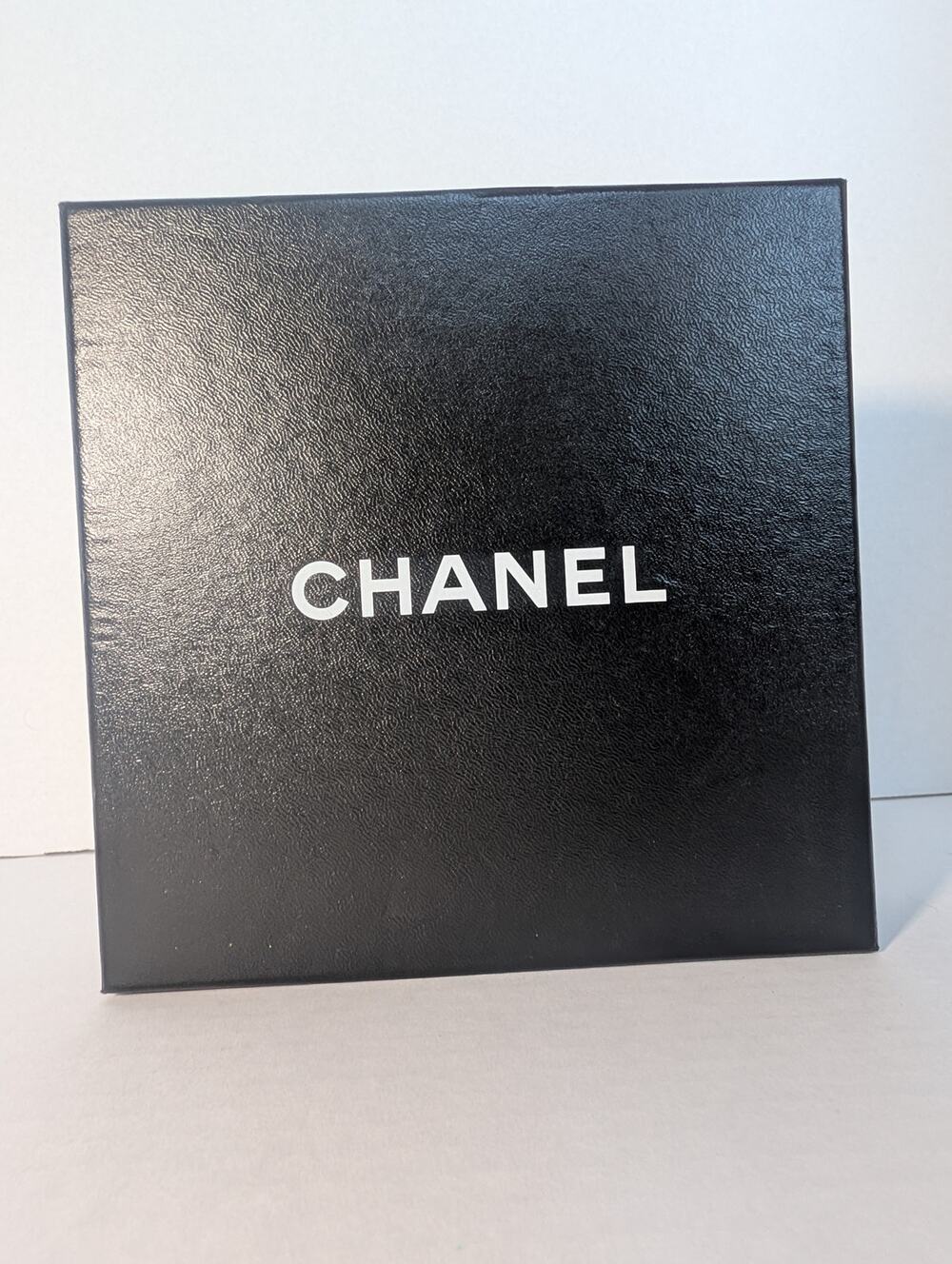 Authentic Chanel Empty Jewelry Box Black Velvet Interior 6.5x6.5x1.75"